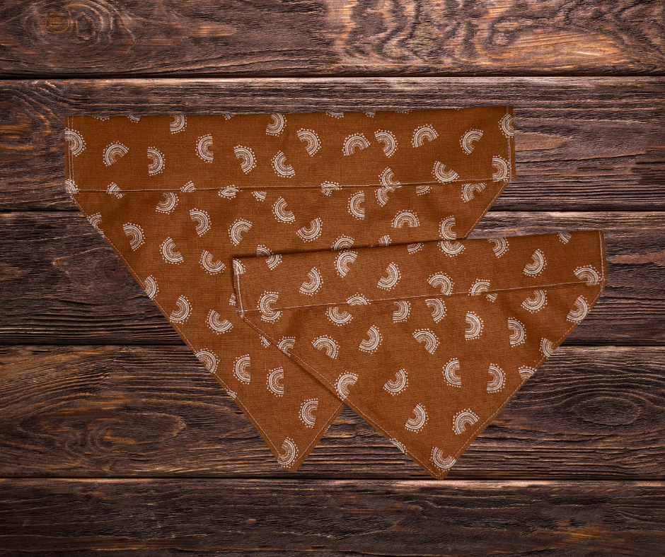Brown and White Rainbow Dog Bandana