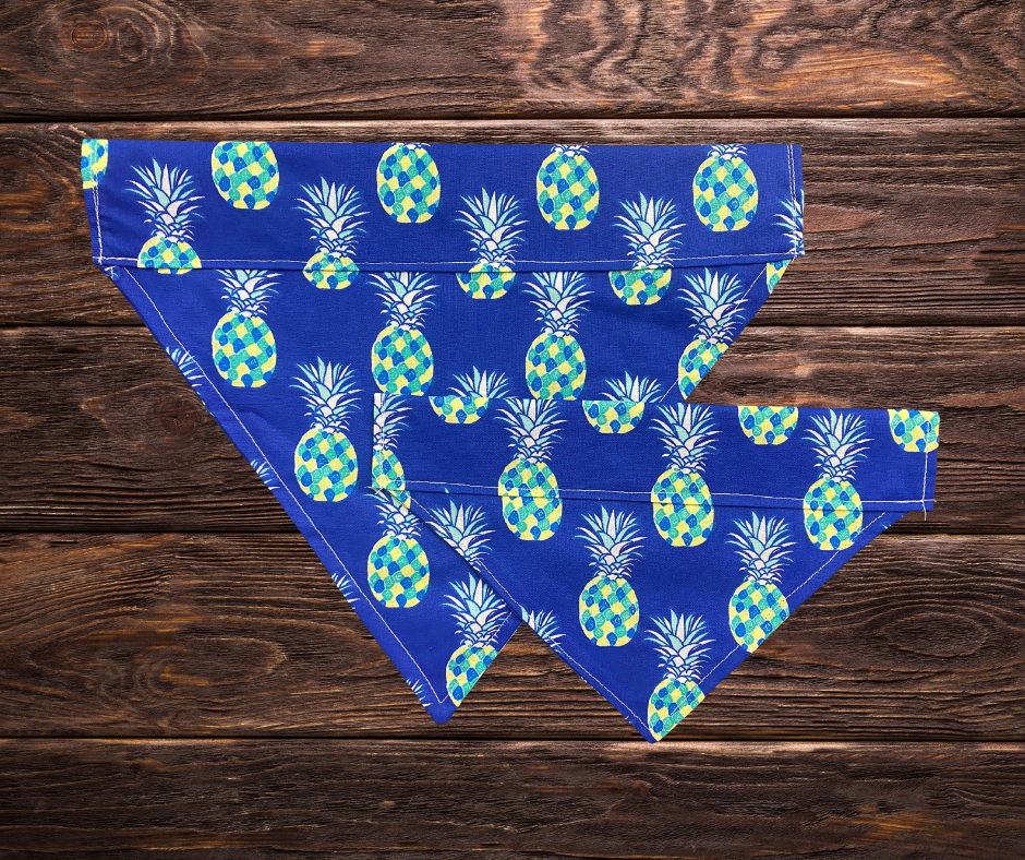 Blue, Green, & Yellow Pineapple Dog Bandana