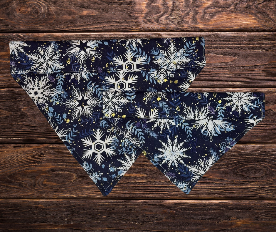 Navy Snowflakes Dog Bandana