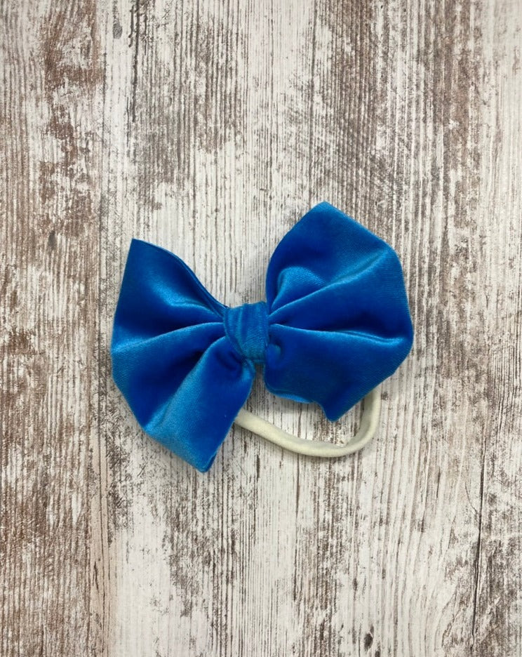 Velvet Blue Baby Bow