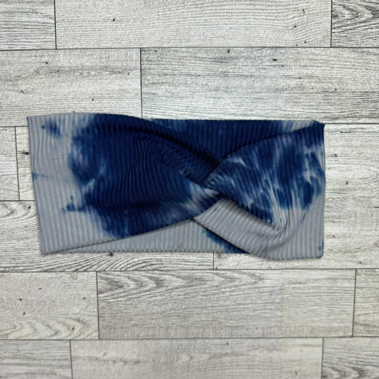 Blue Tie Dye Rib Headband