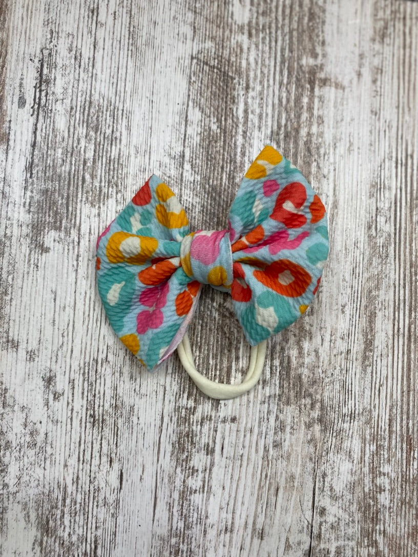 Rainbow Cheetah Baby Bow