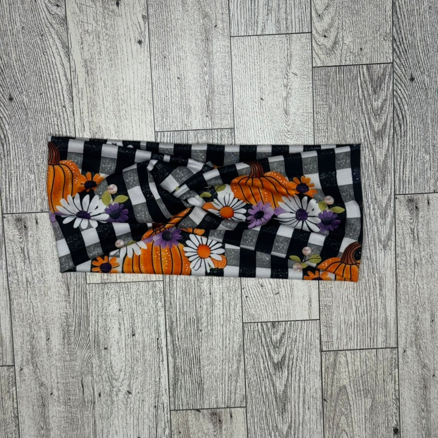 Plaid Pumpkin Headband
