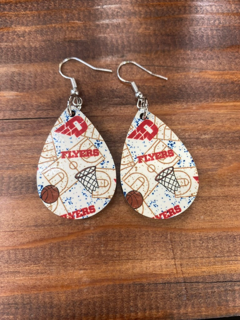 Basketball Dayton Flyer Teardrop Earrings