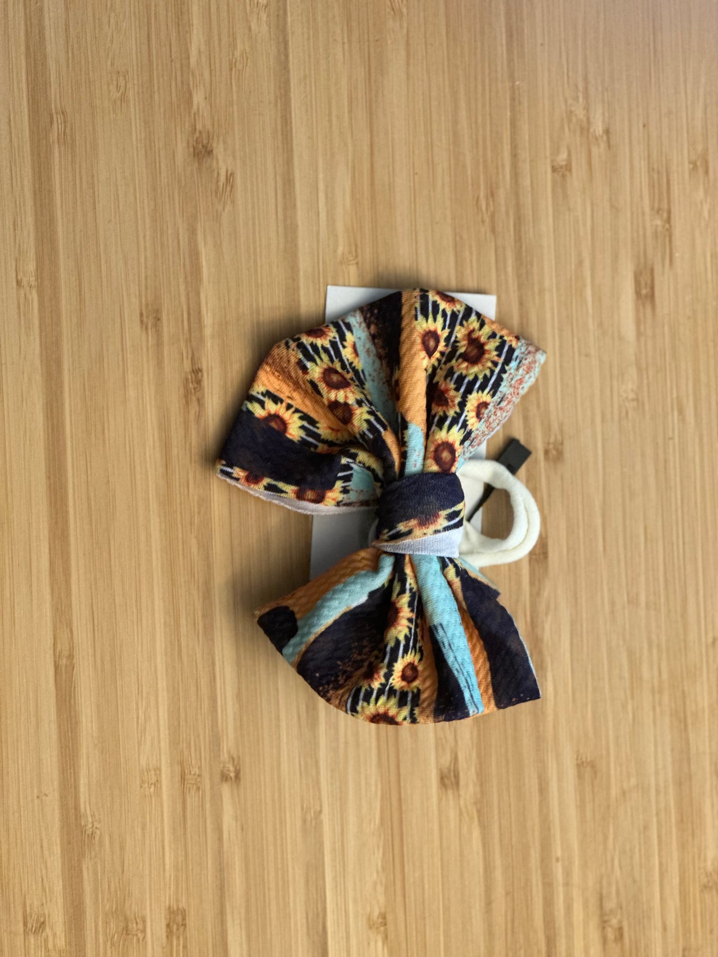 Sunflower Brushstrokes Baby Bow