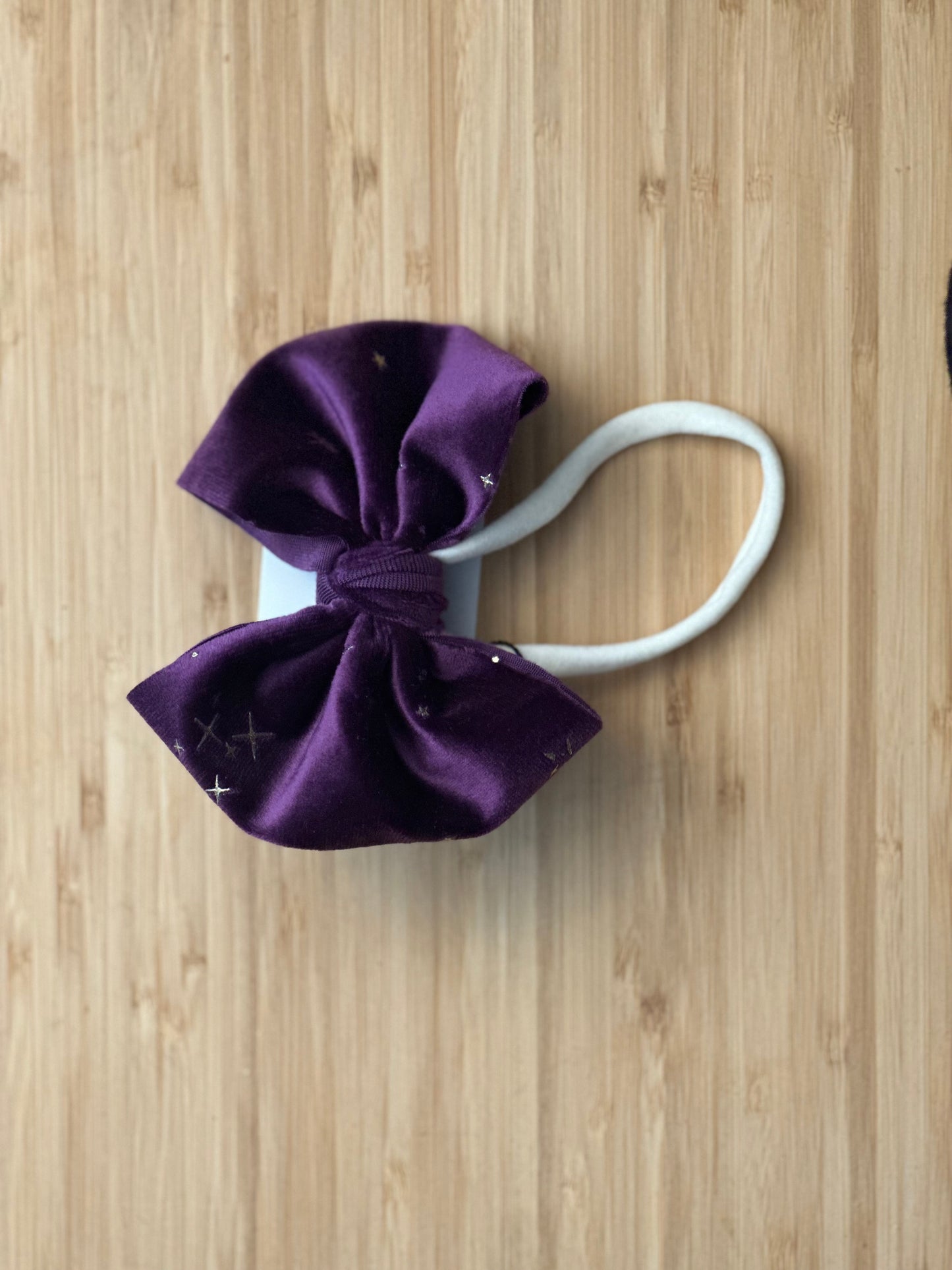 Velvet Purple Star Baby Bow