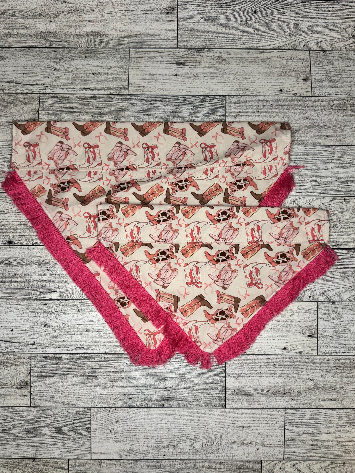 Pink Cowboy Boots with Pink Fringe Dog Bandana