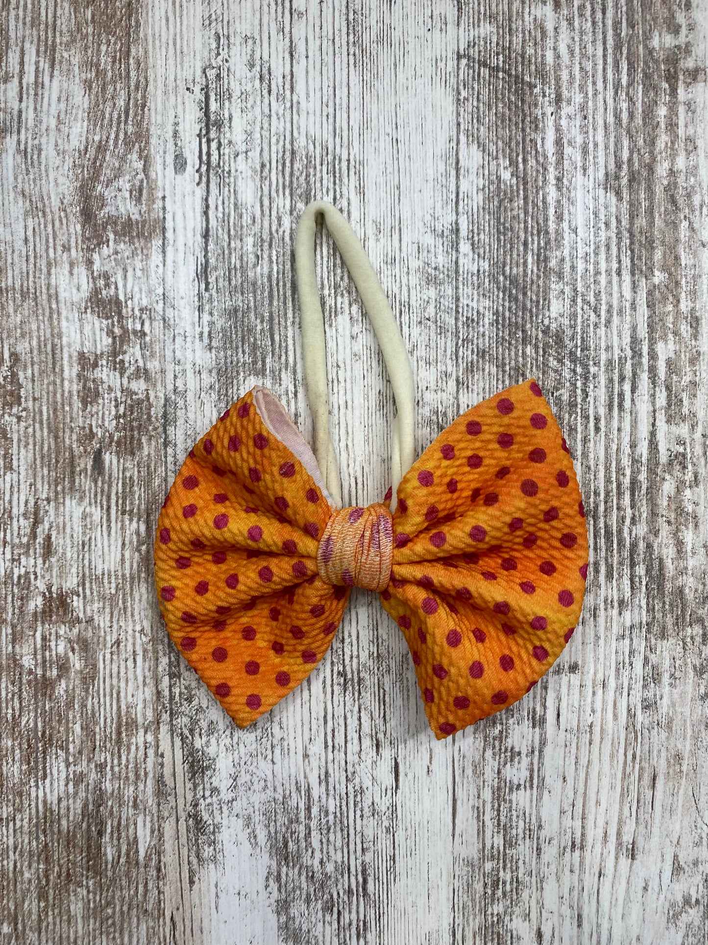 Orange Polka Dot Baby Bow