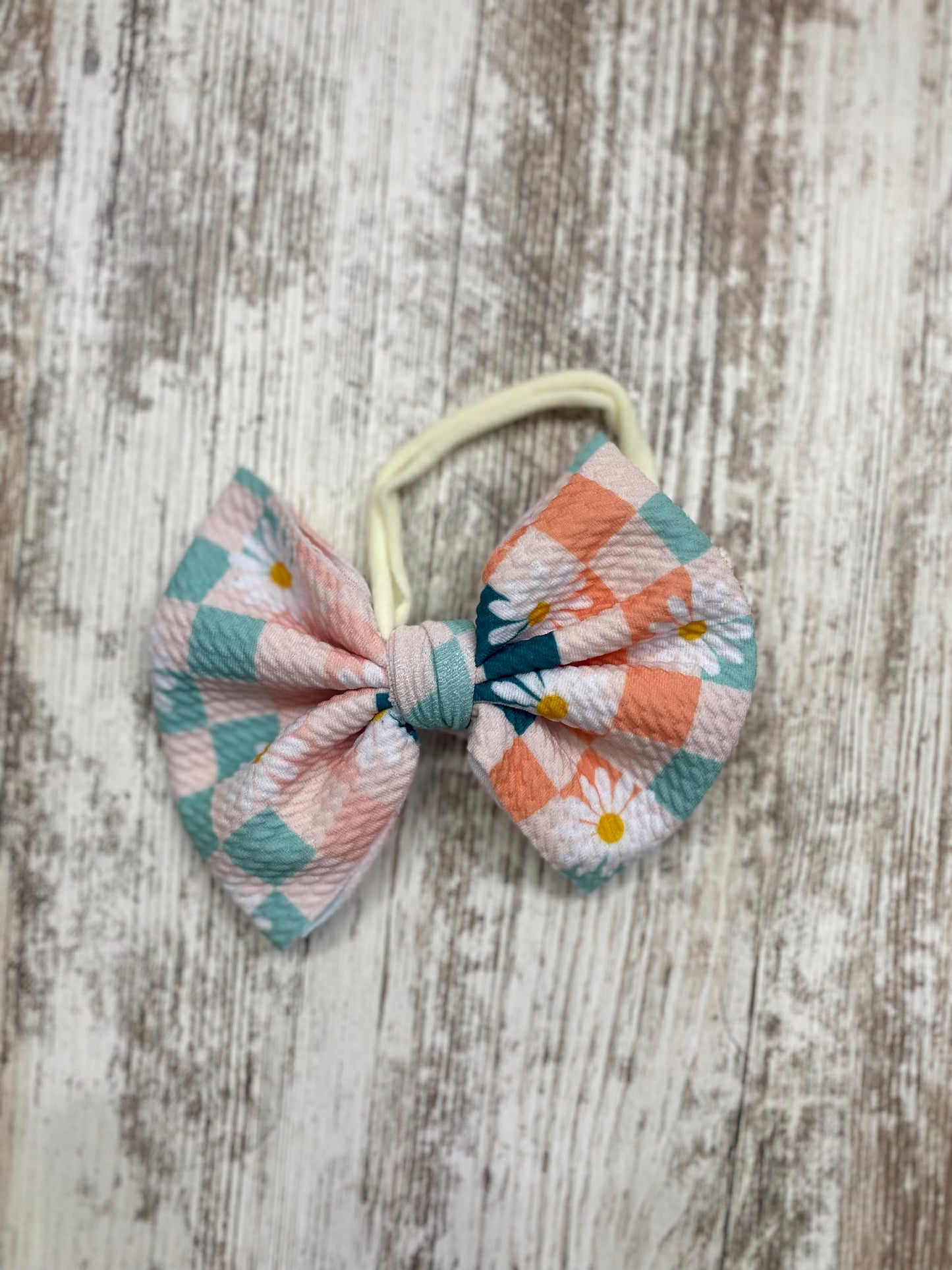 Daisy Checkered Baby Bow