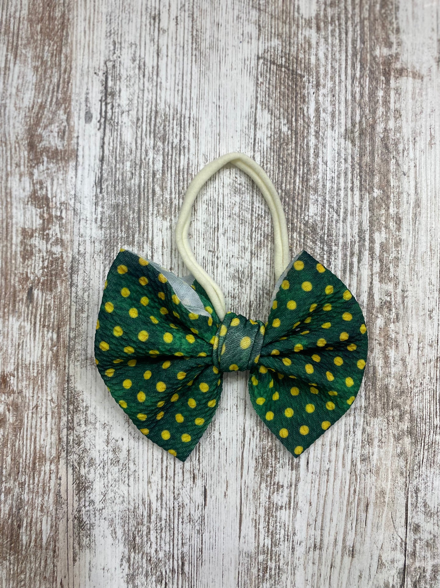 Green Polka Dot Baby Bow