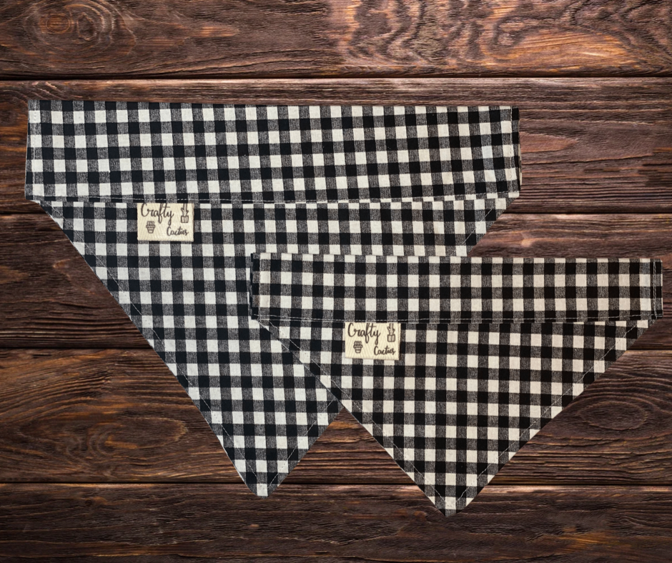 Black & White Plaid Dog Bandana