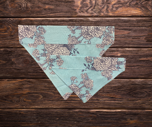 Blue Antique Flowers Dog Bandana