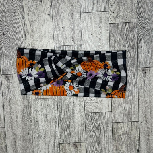 Plaid Pumpkin Headband