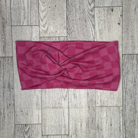 Hot Pink Plaid Headband