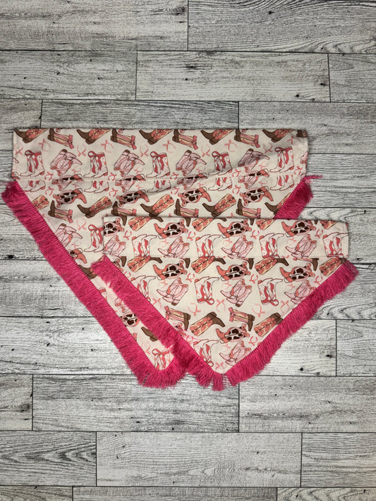 Pink Cowboy Boots with Pink Fringe Dog Bandana