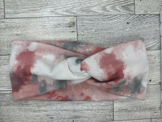 Red & Grey Tie Dye Headband