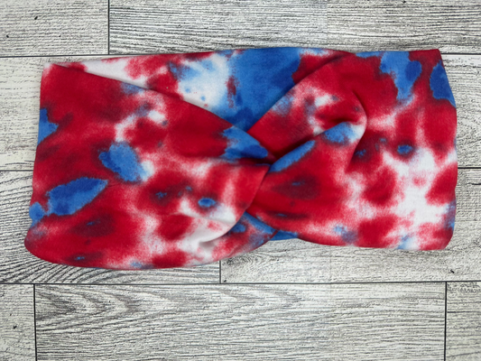 Red & White & Blue Tie Dye Headband