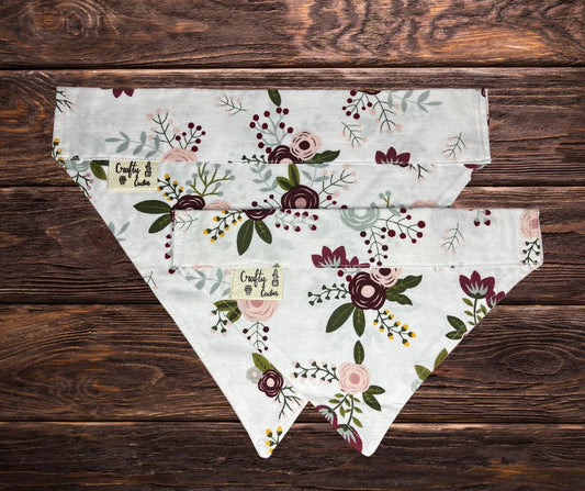 Maroon Flowers Dog Bandana