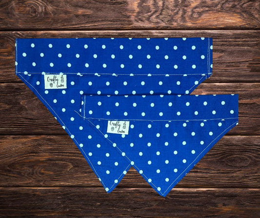 Blue Polka Dots Dog Bandana