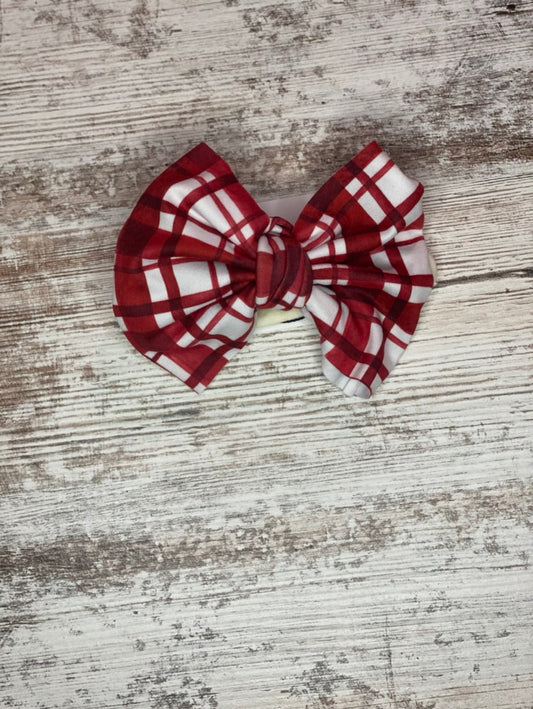 Red Plaid Baby Bow